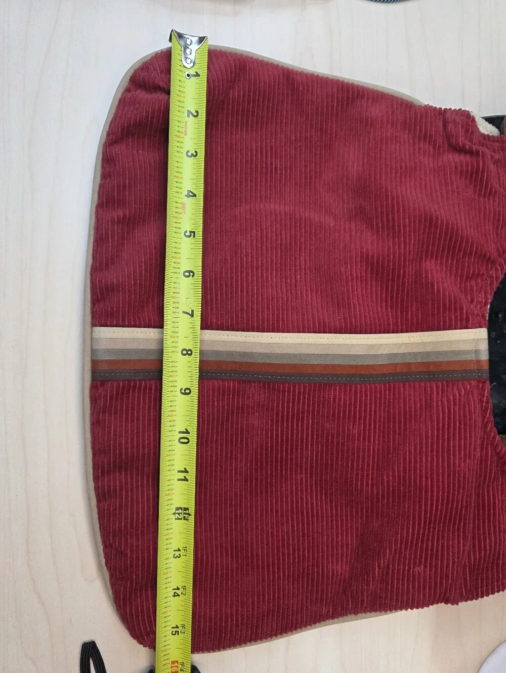 Vintage Red Corduroy Handbag/Satchel/Tote with Wooden Handles